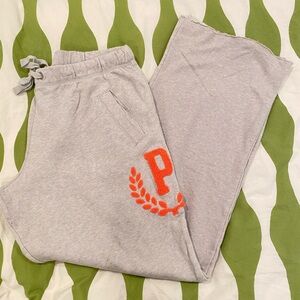 PINK Victoria's Secret Gray Sweatpants with Orange Logo